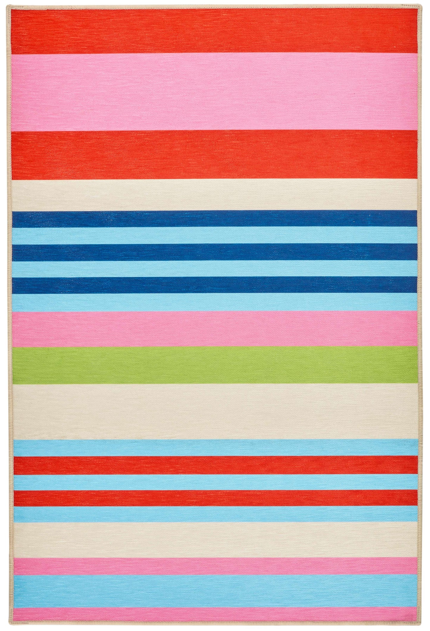 Beach Stripe Multi Machine Washable Rug