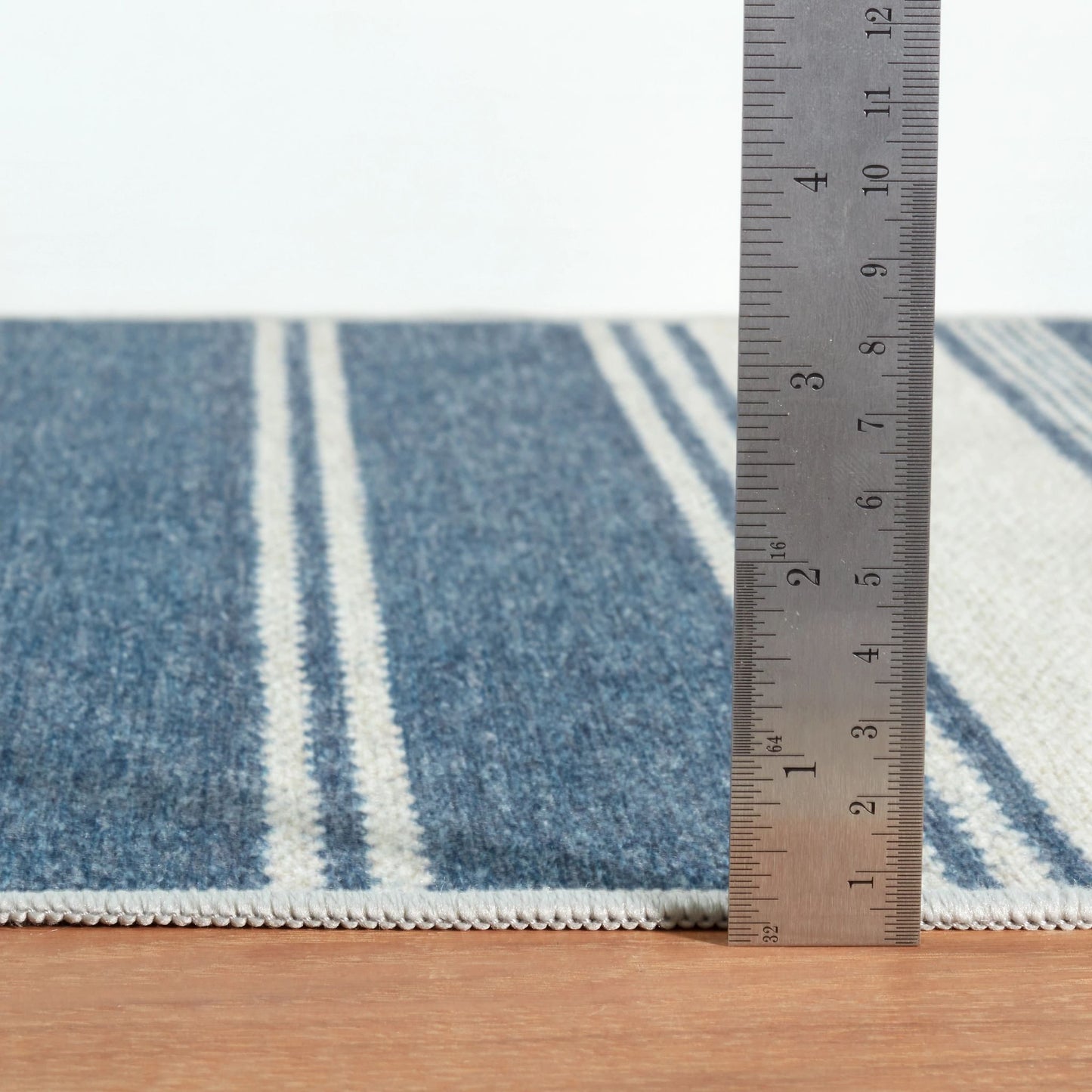 Bowman Stripe Blue Machine Washable Rug