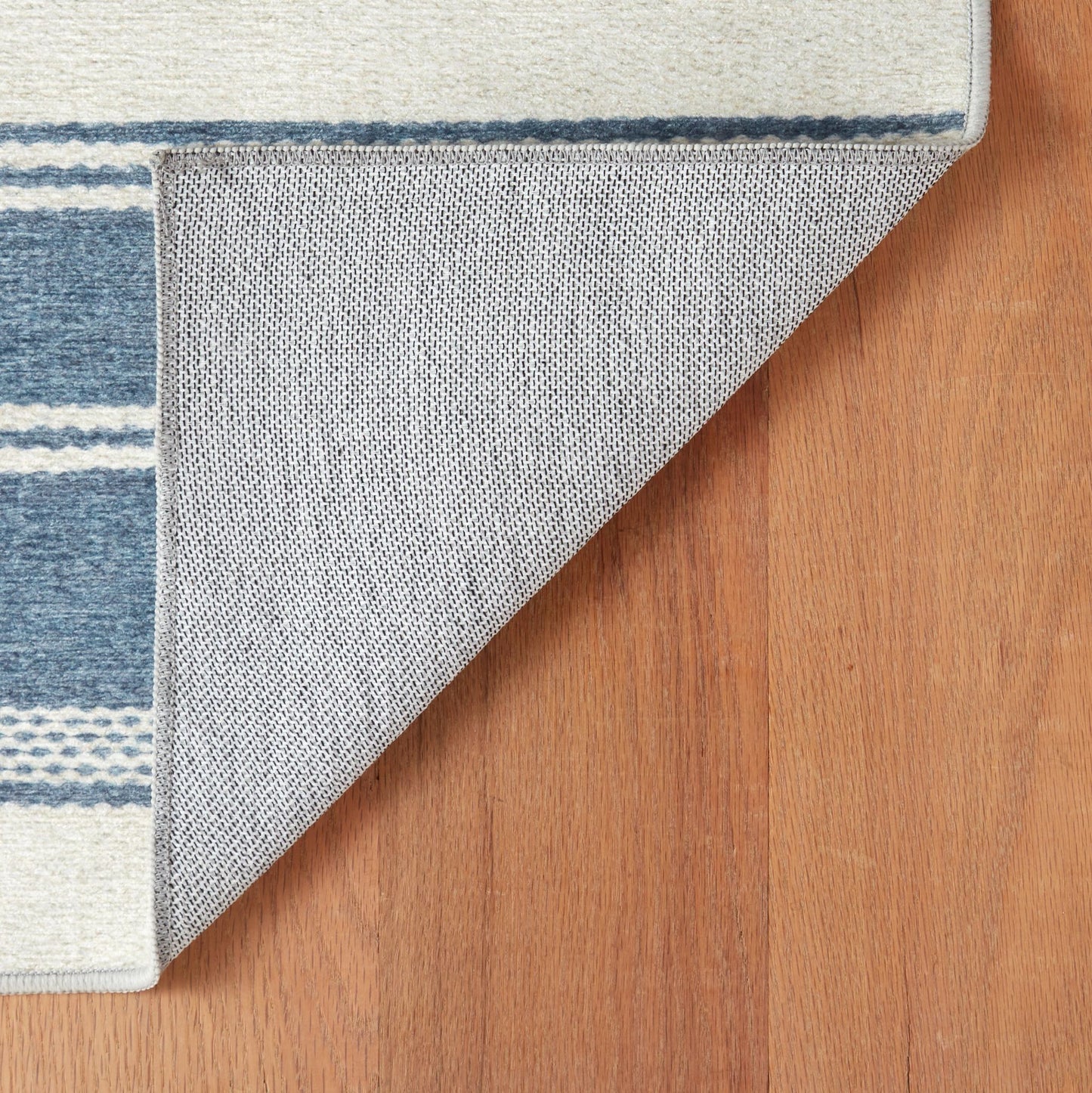Bowman Stripe Blue Machine Washable Rug