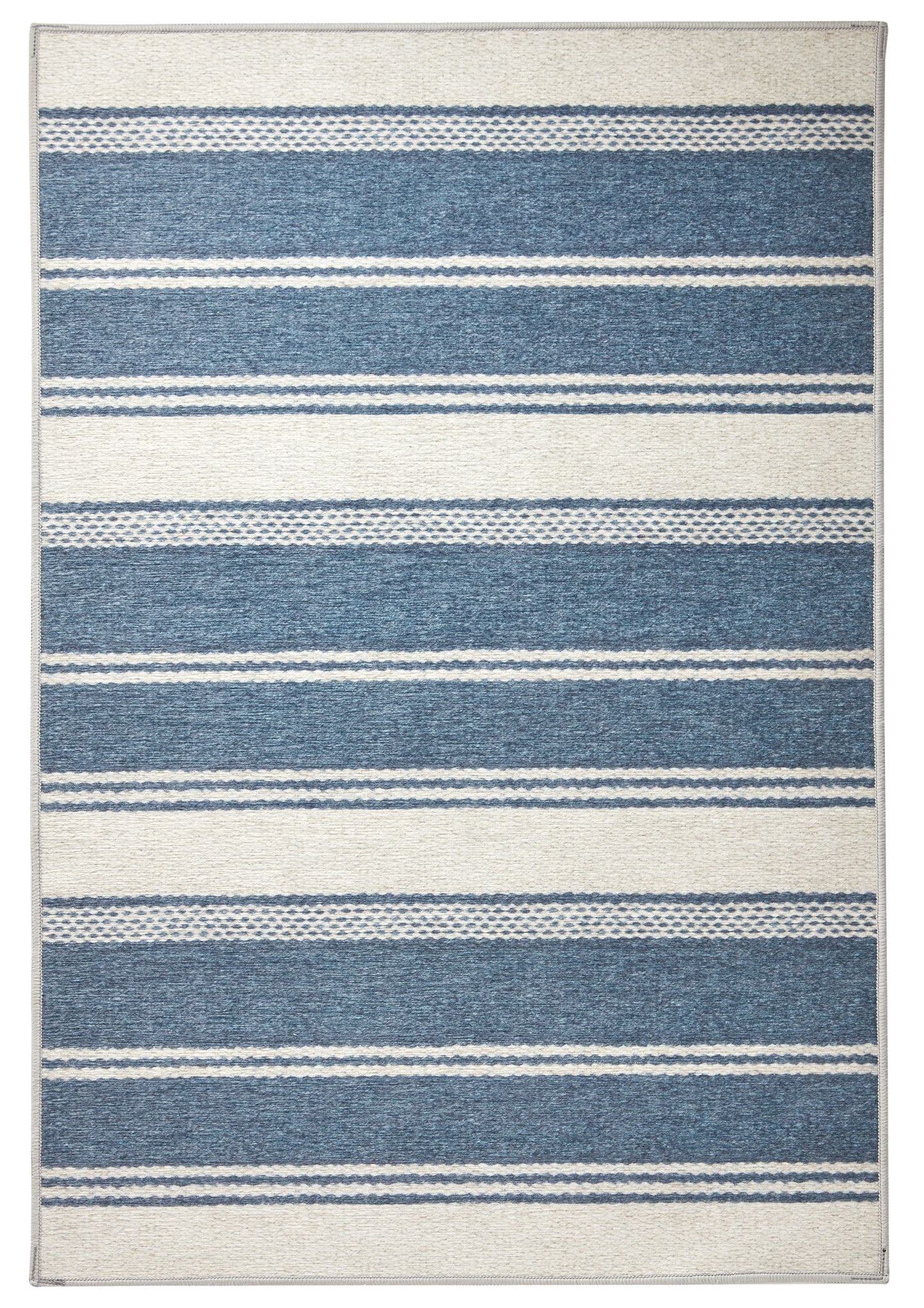 Bowman Stripe Blue Machine Washable Rug