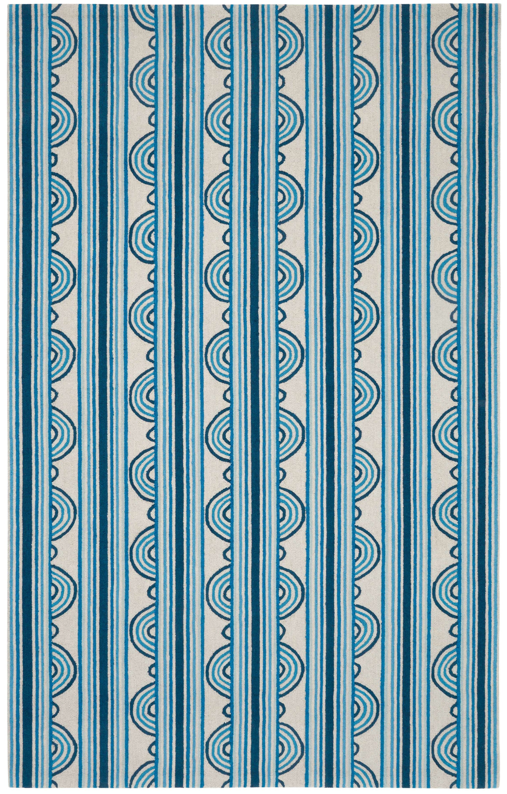 Button Blue Hand Micro Hooked Wool Rug