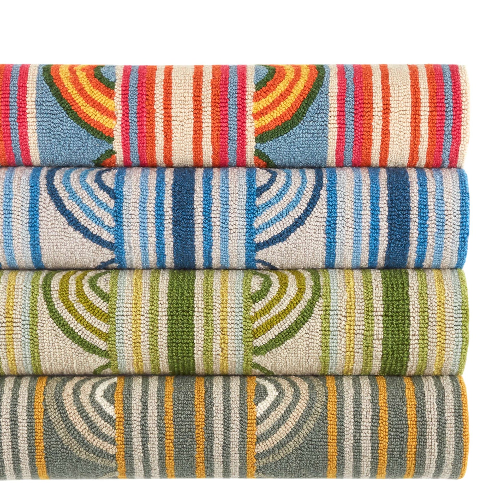 Button Multi Hand Micro Hooked Wool Rug