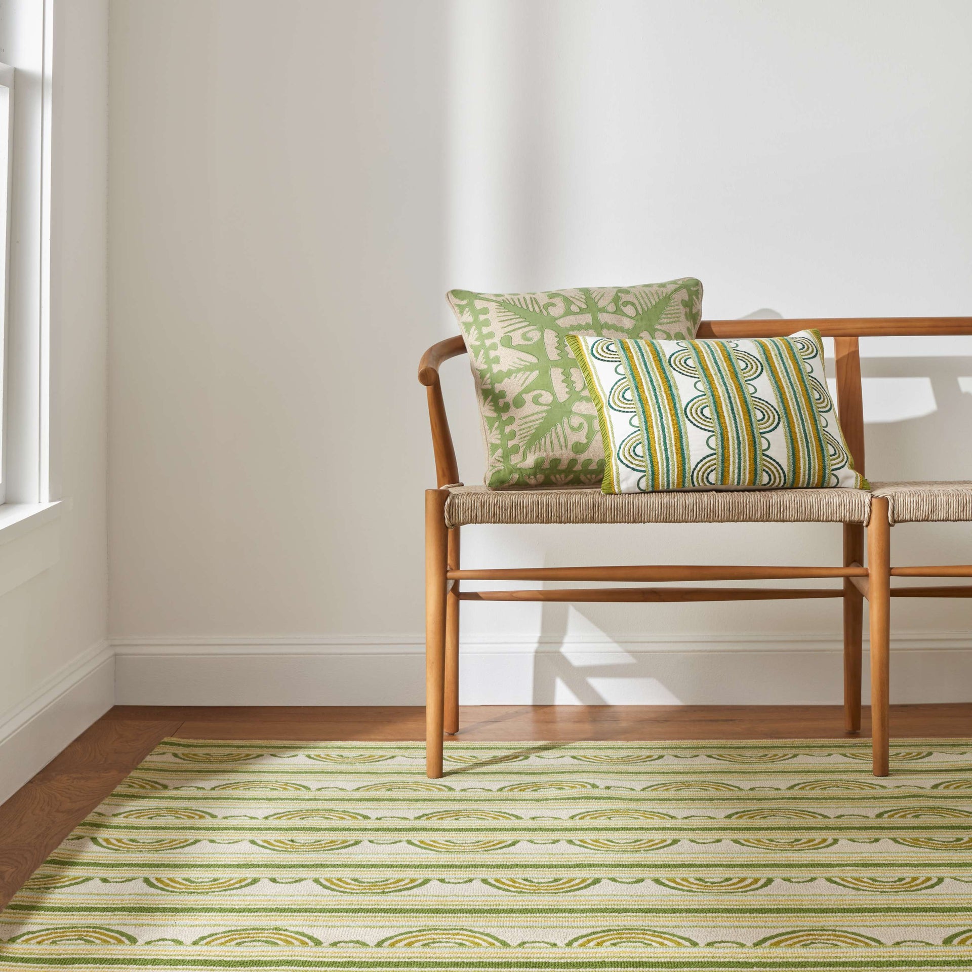 Button Olive Hand Micro Hooked Wool Rug