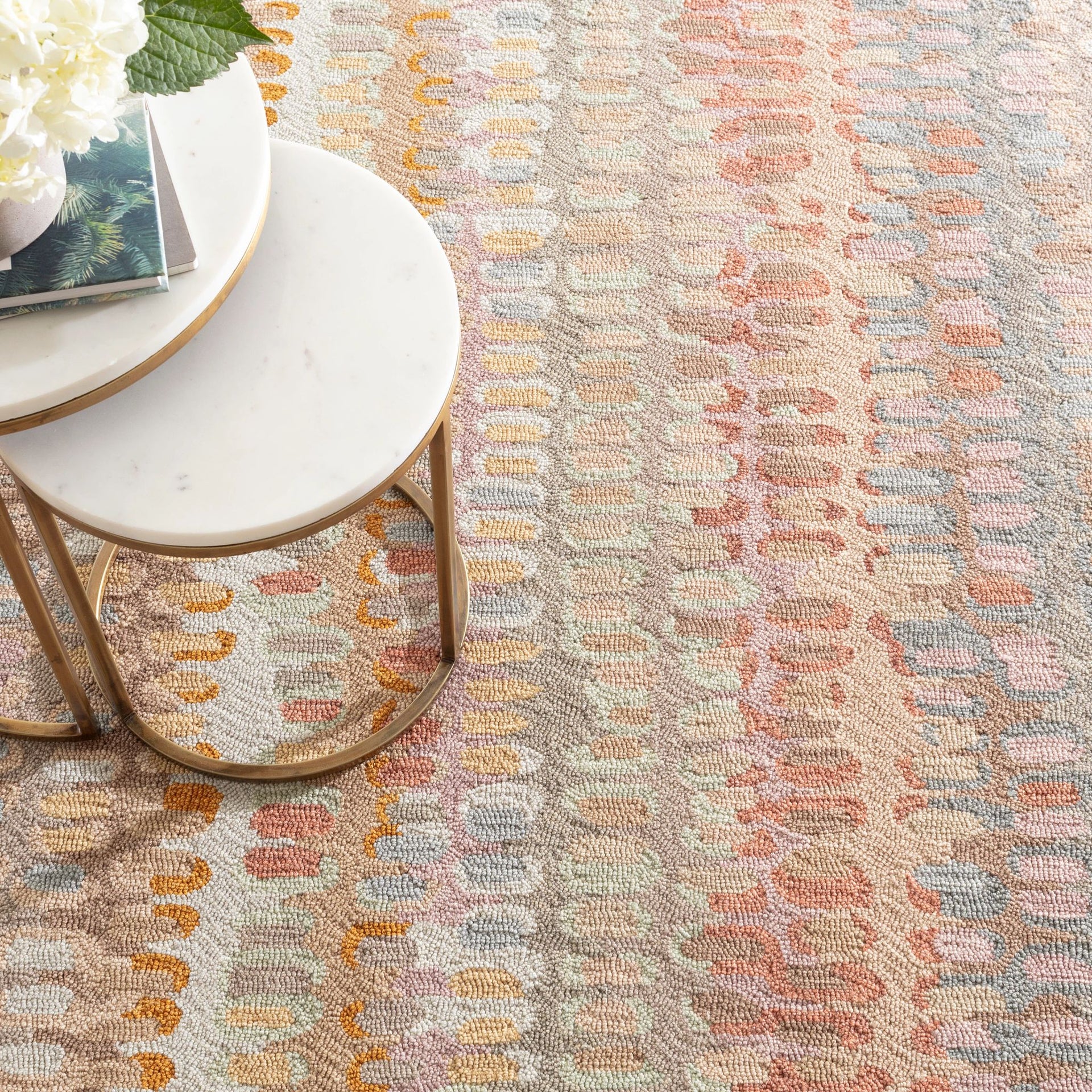 Paint Chip Stone Hand Micro Hooked Wool Rug