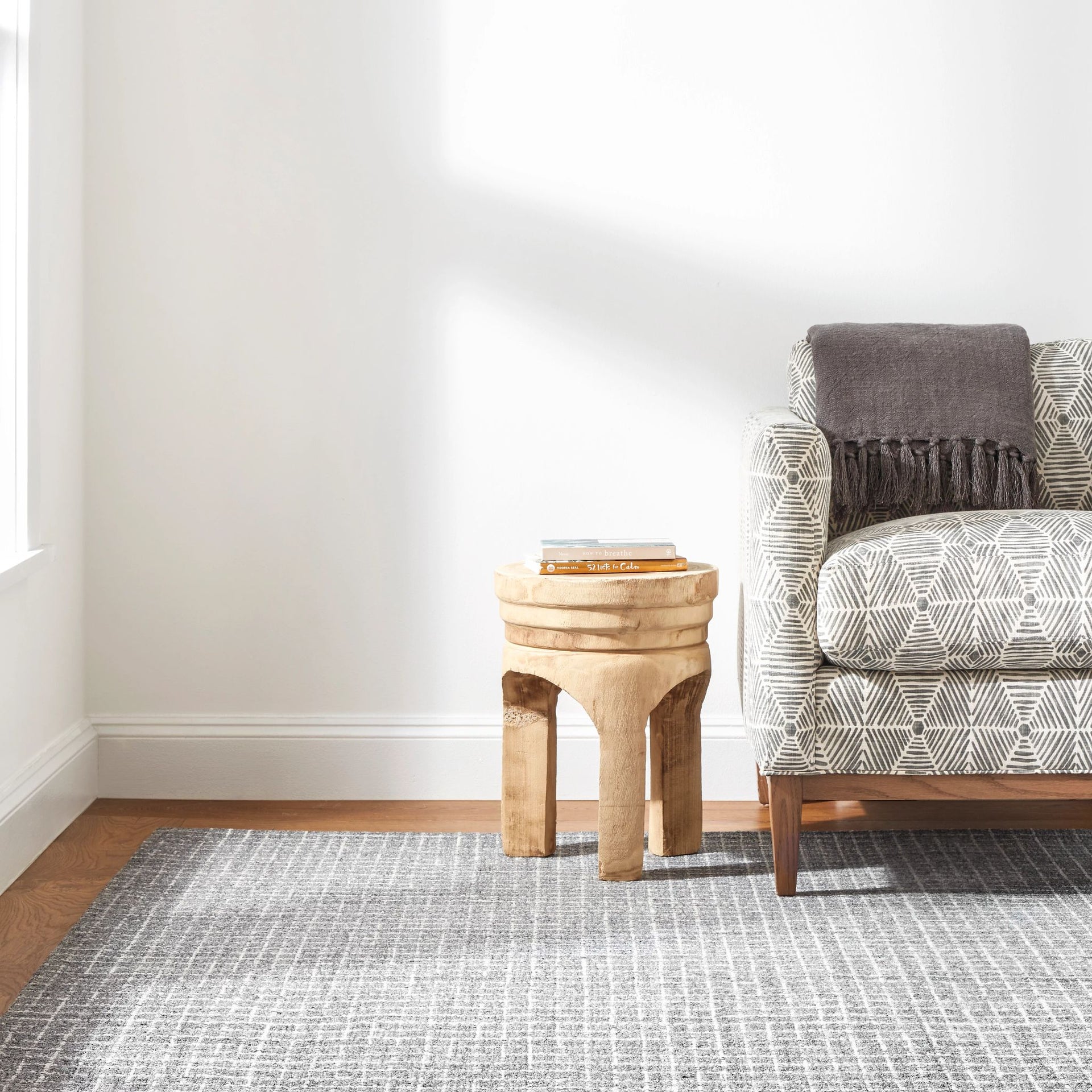 Conall Grey Hand Micro Hooked Wool Rug