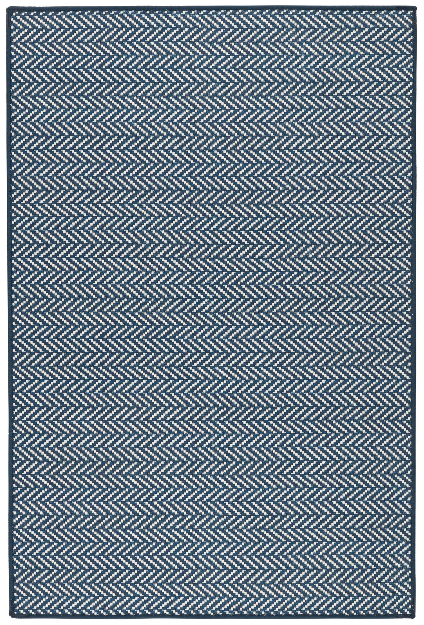 Herringbone Navy Machine Washable Rug