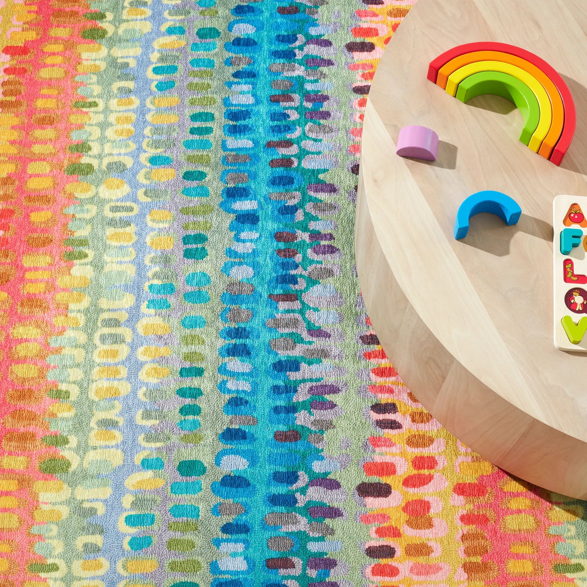 Paint Chip Multi Machine Washable Rug