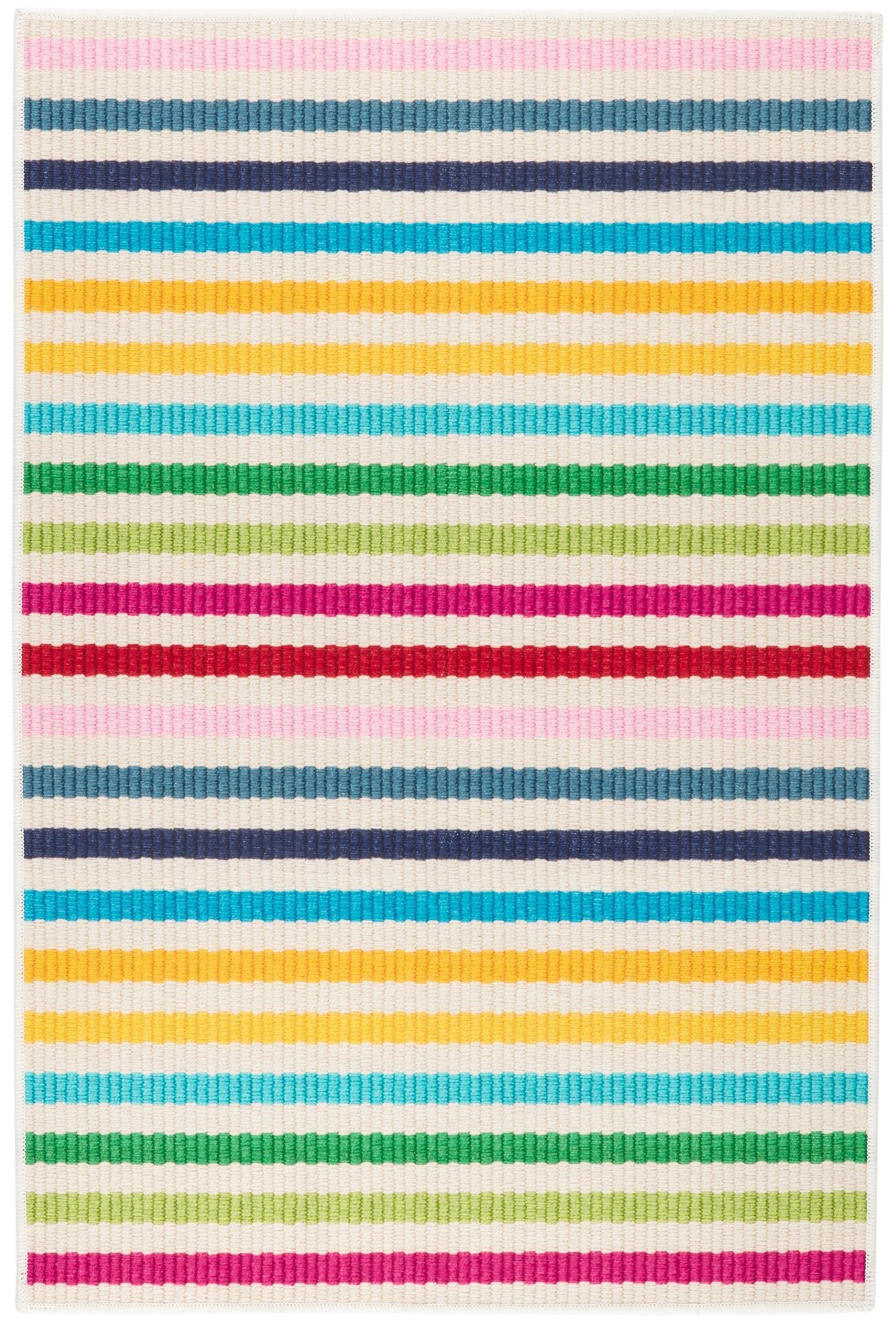 Rainbow Stripe Multi Machine Washable Rug