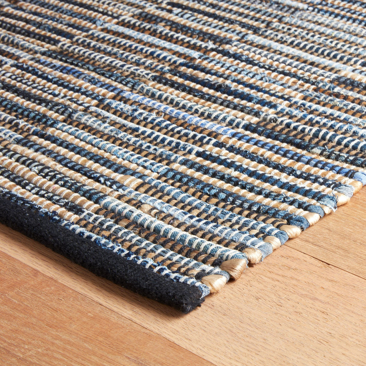 Denim Rag Gridwork Blue Handwoven Cotton Rug – Annie Selke Australia