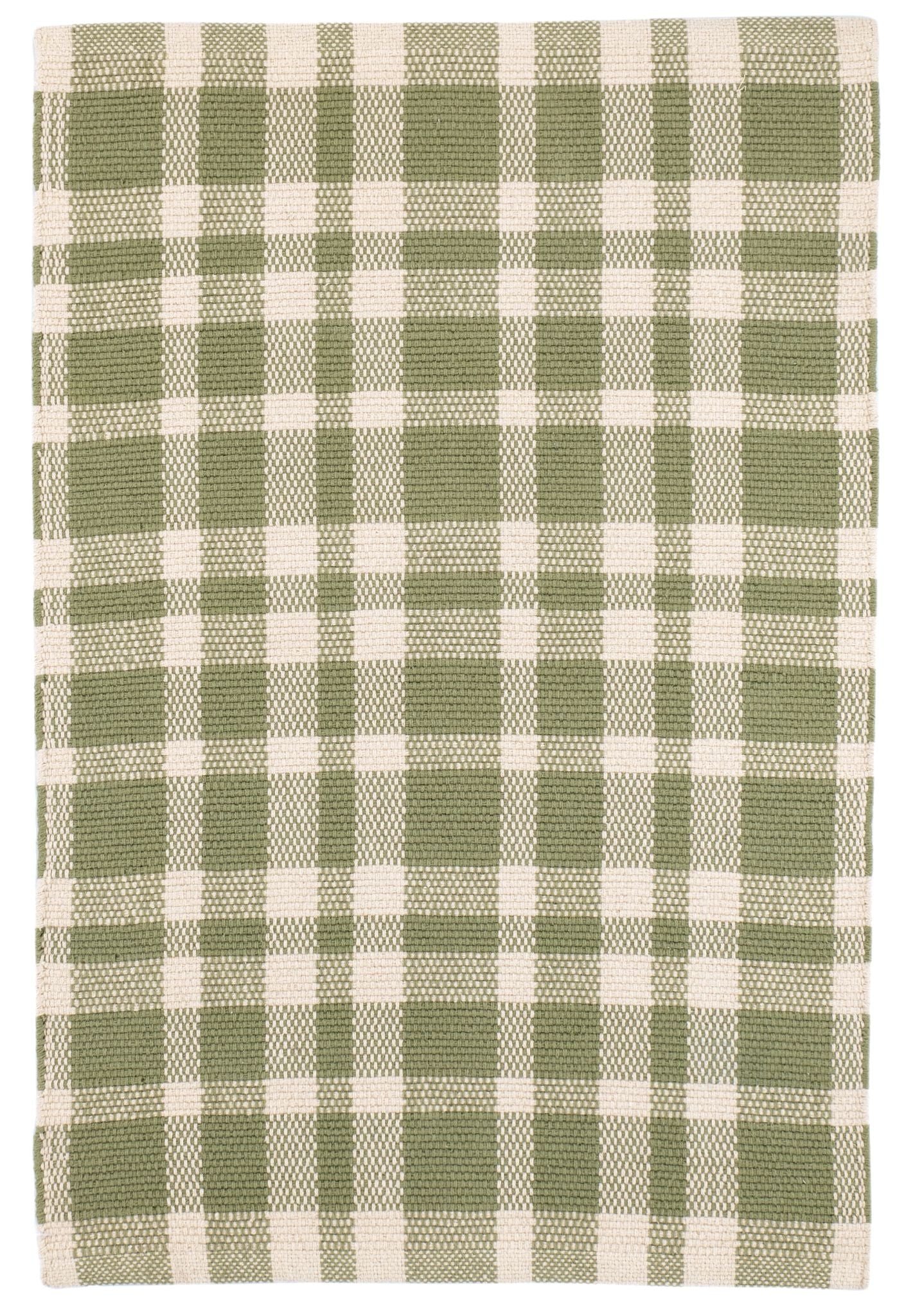 Tattersall Sage Handwoven Cotton Rug