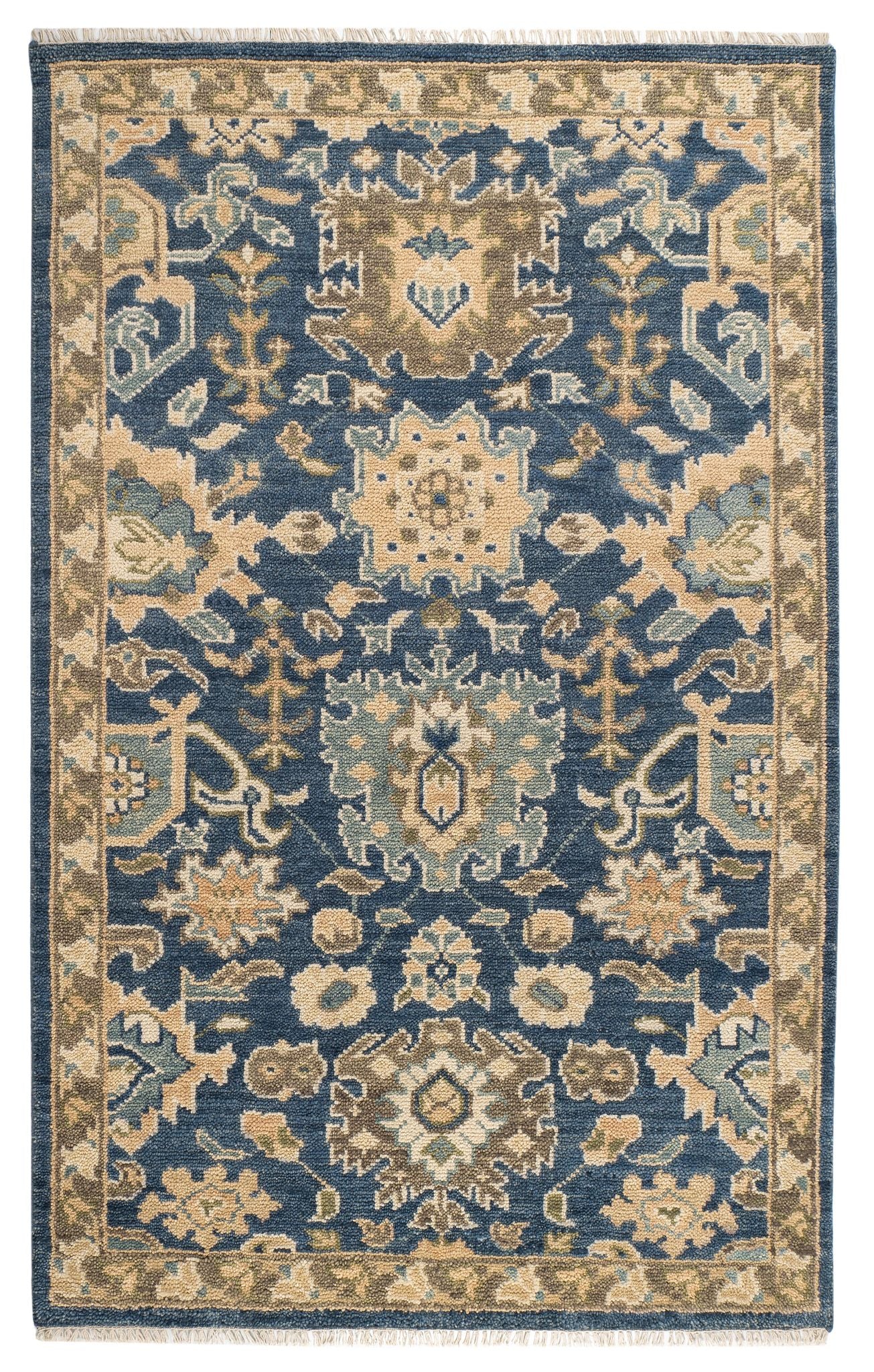 Camille Navy Hand Knotted Wool Rug