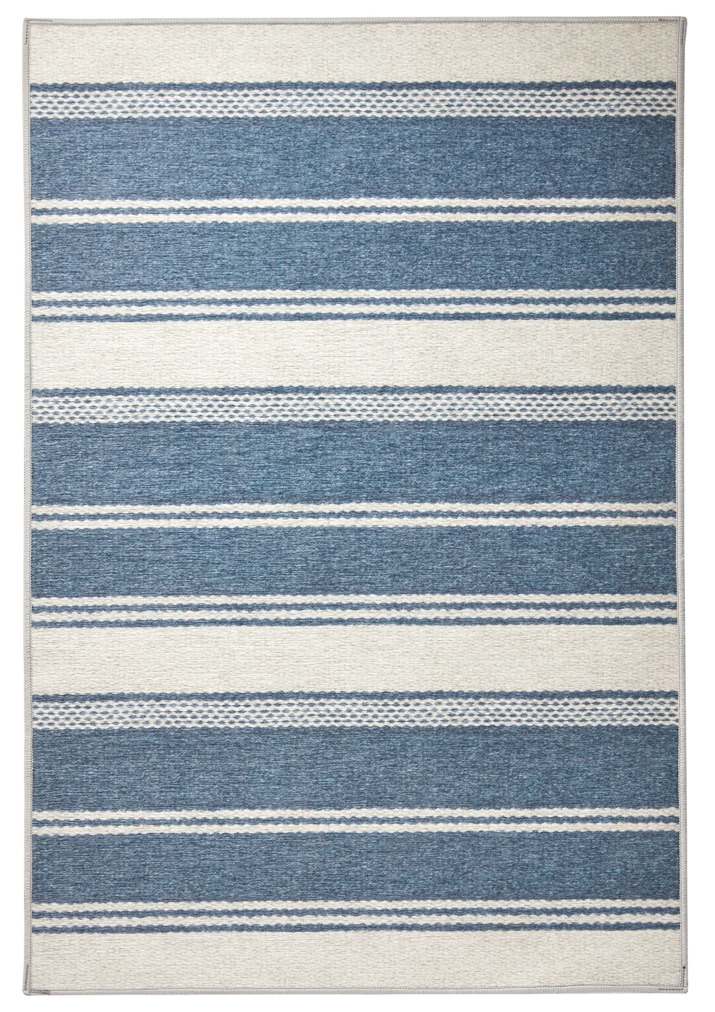 Bowman Stripe Blue Machine Washable Rug