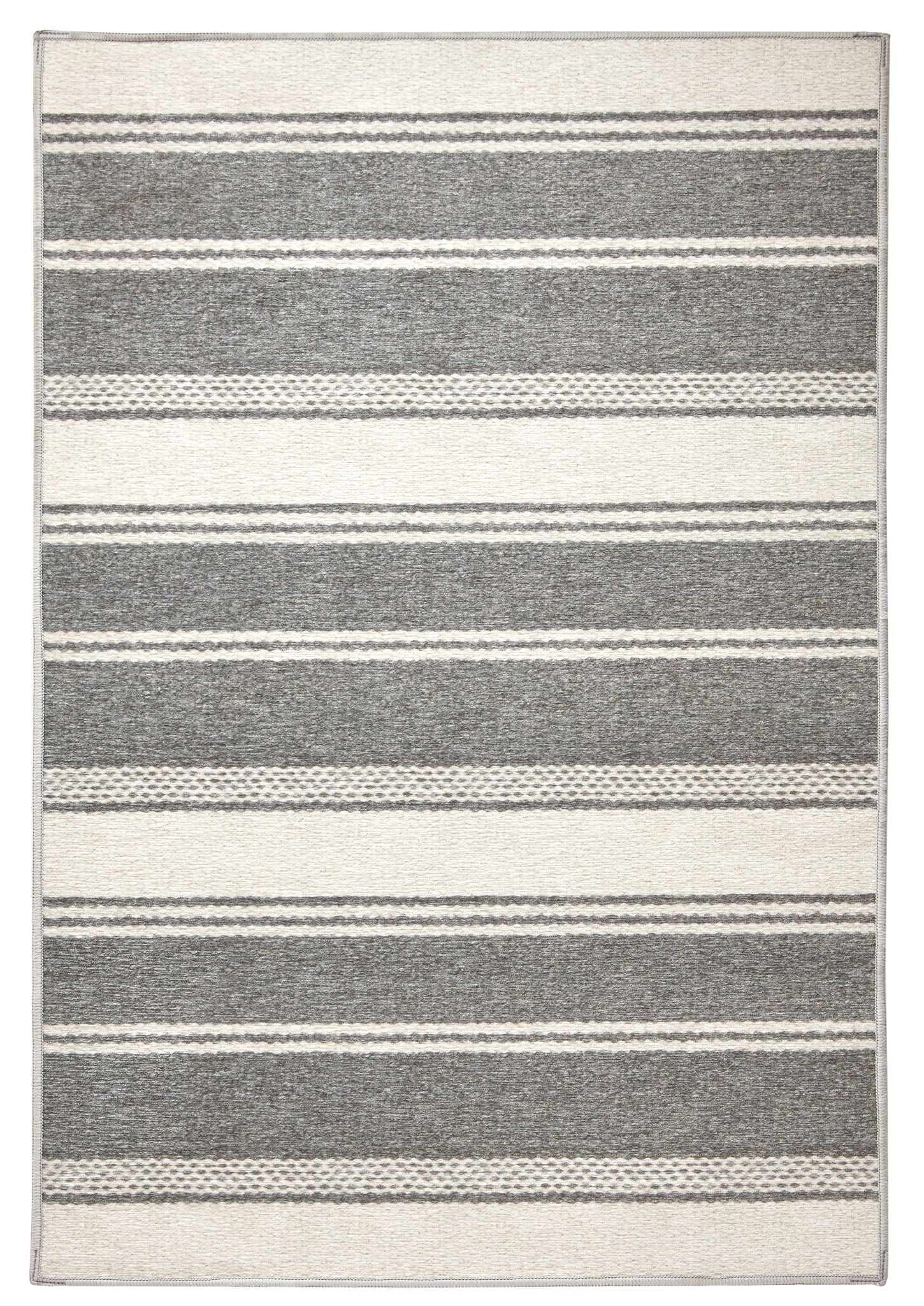 Bowman Stripe Grey Machine Washable Rug