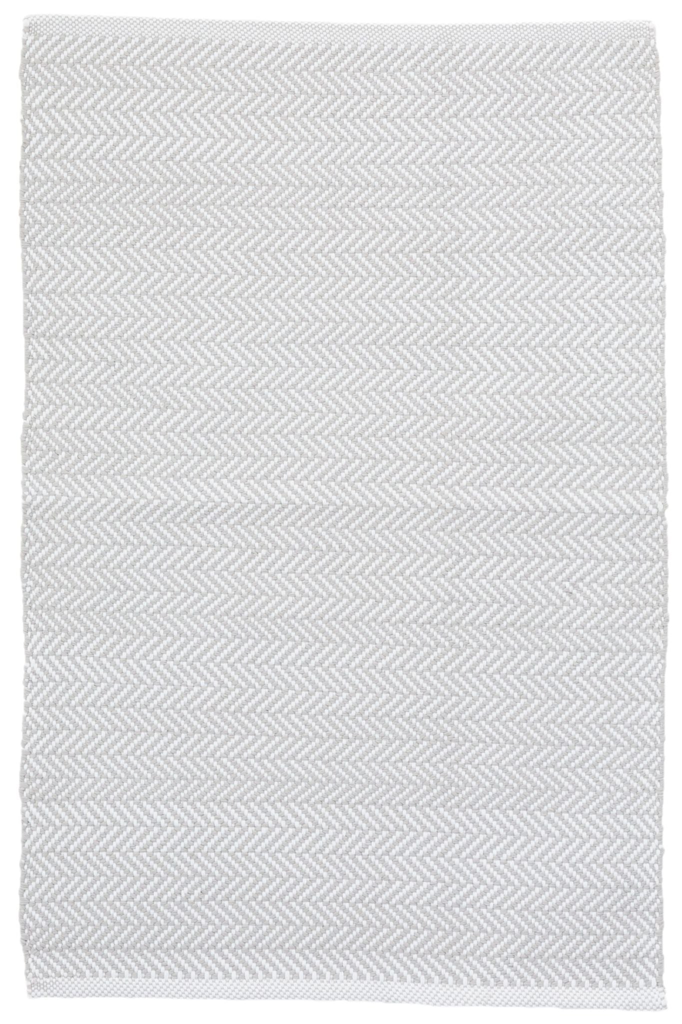 Herringbone Pearl Grey/White Handwoven Indoor/Outdoor Rug