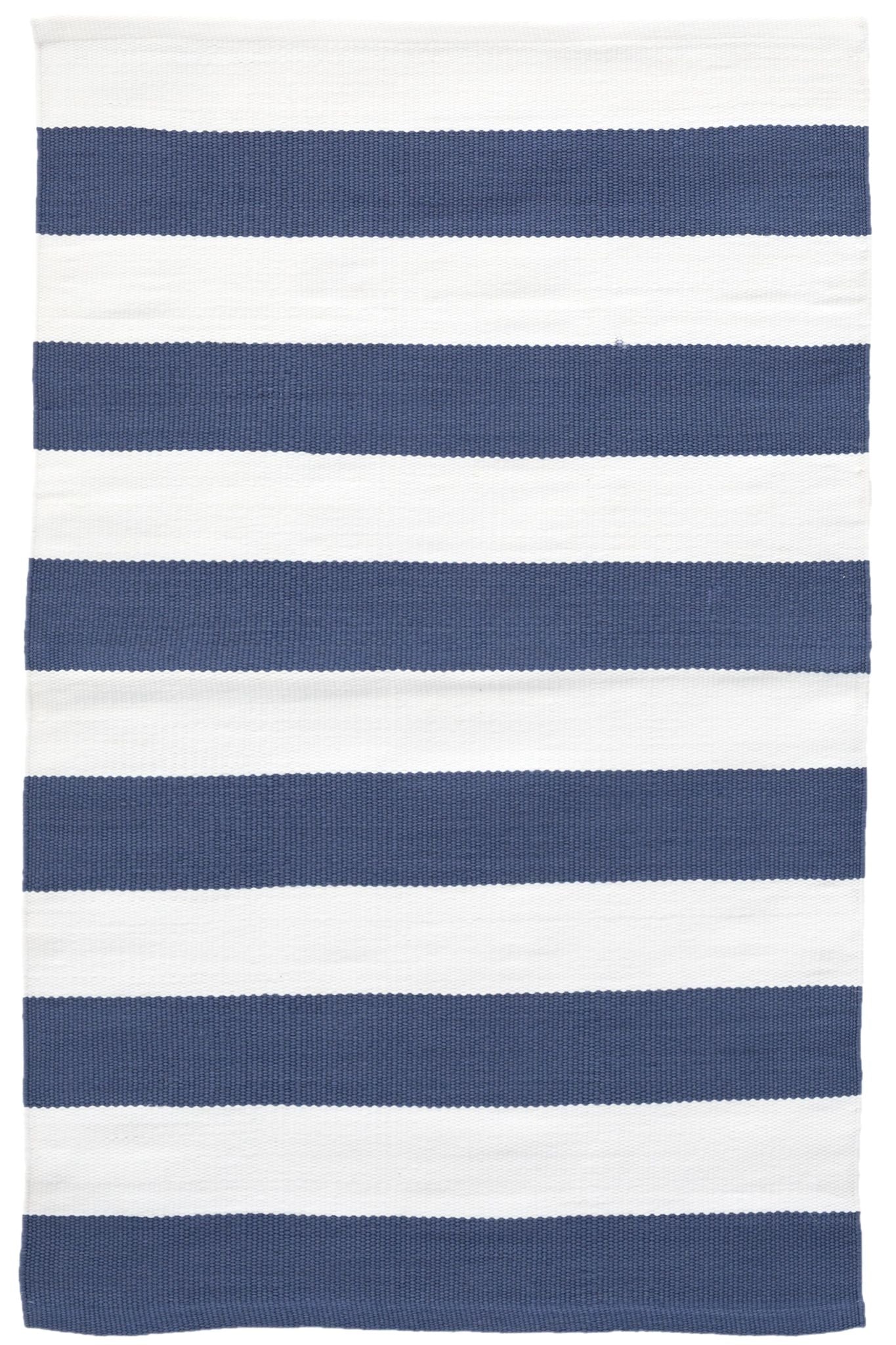 Catamaran Stripe Denim/White Handwoven Indoor/Outdoor Rug