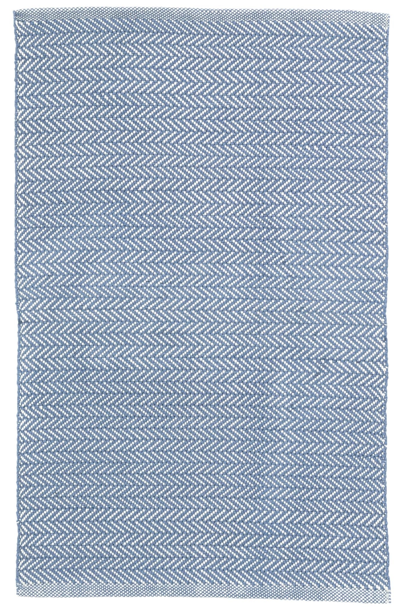 Herringbone Denim/Ivory Handwoven Indoor/Outdoor Rug