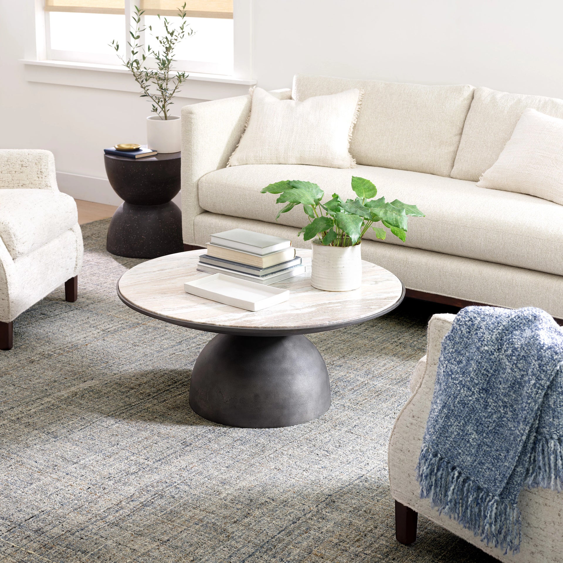 Harris Blue/Brown Hand Micro Hooked Wool Rug