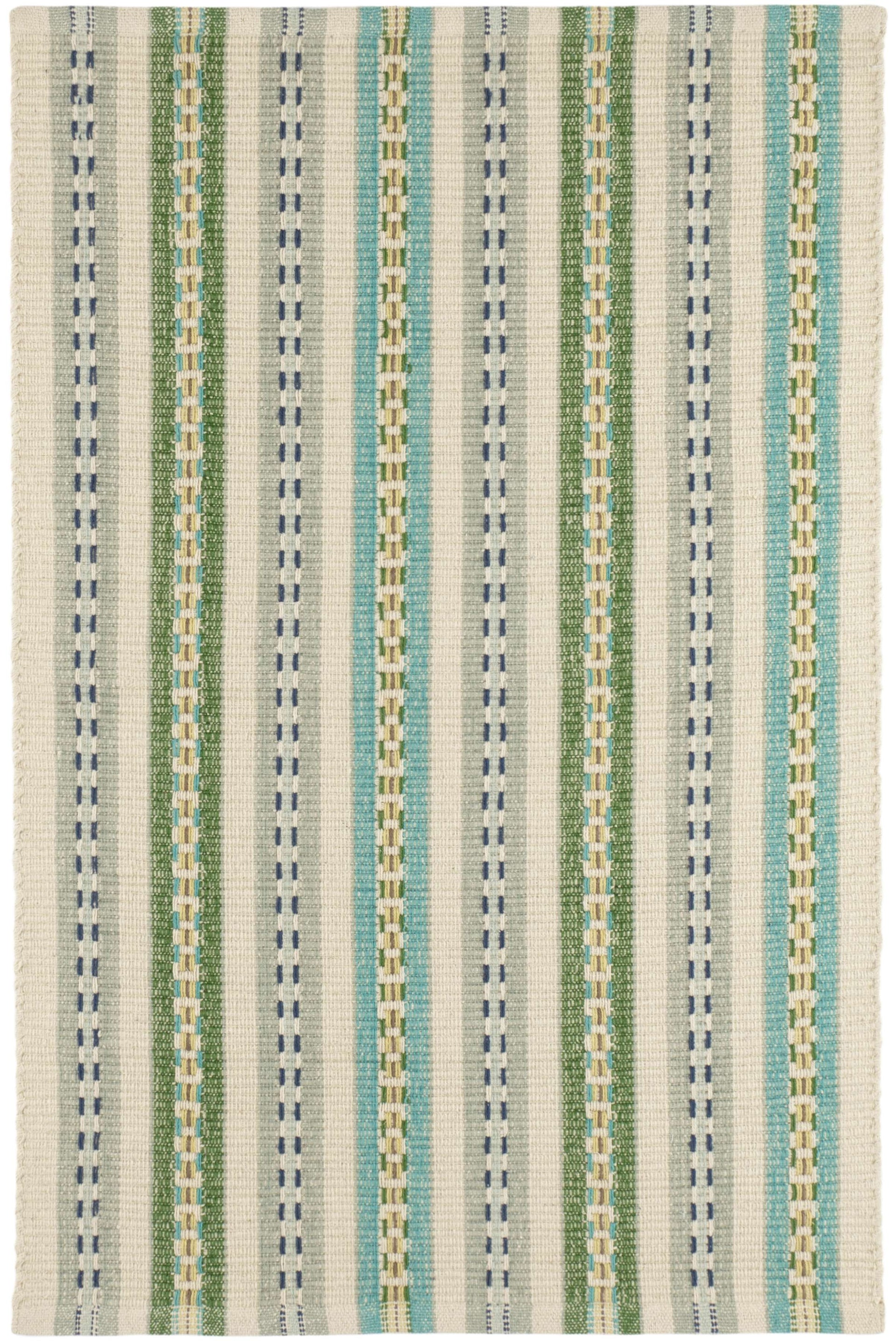 Long Slade Teal Handwoven Cotton Rug