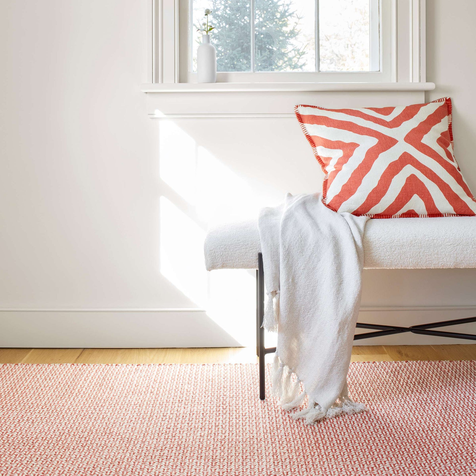 Miss Muffet Paprika Handwoven Cotton Rug