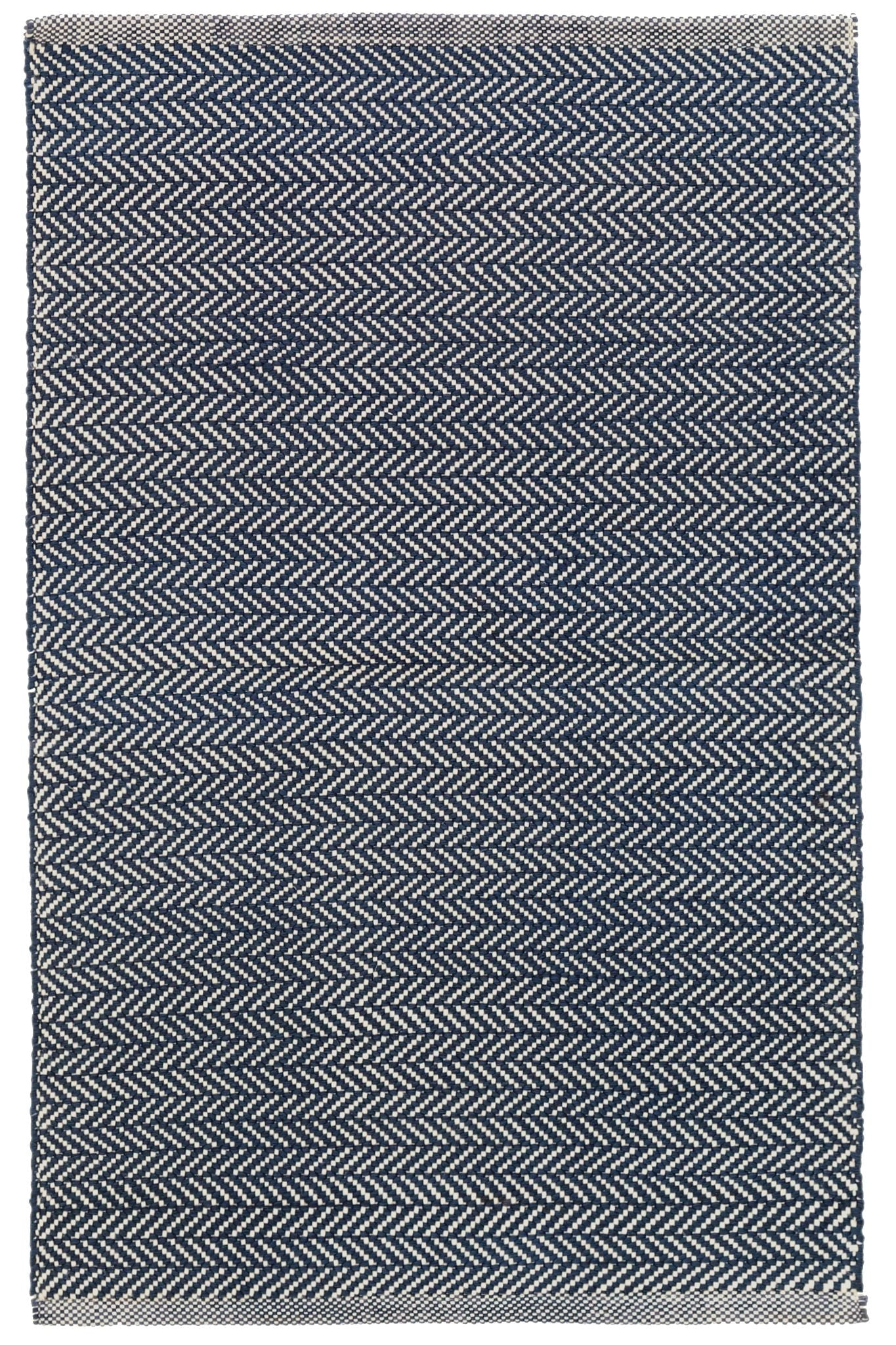Herringbone Indigo Handwoven Cotton Rug