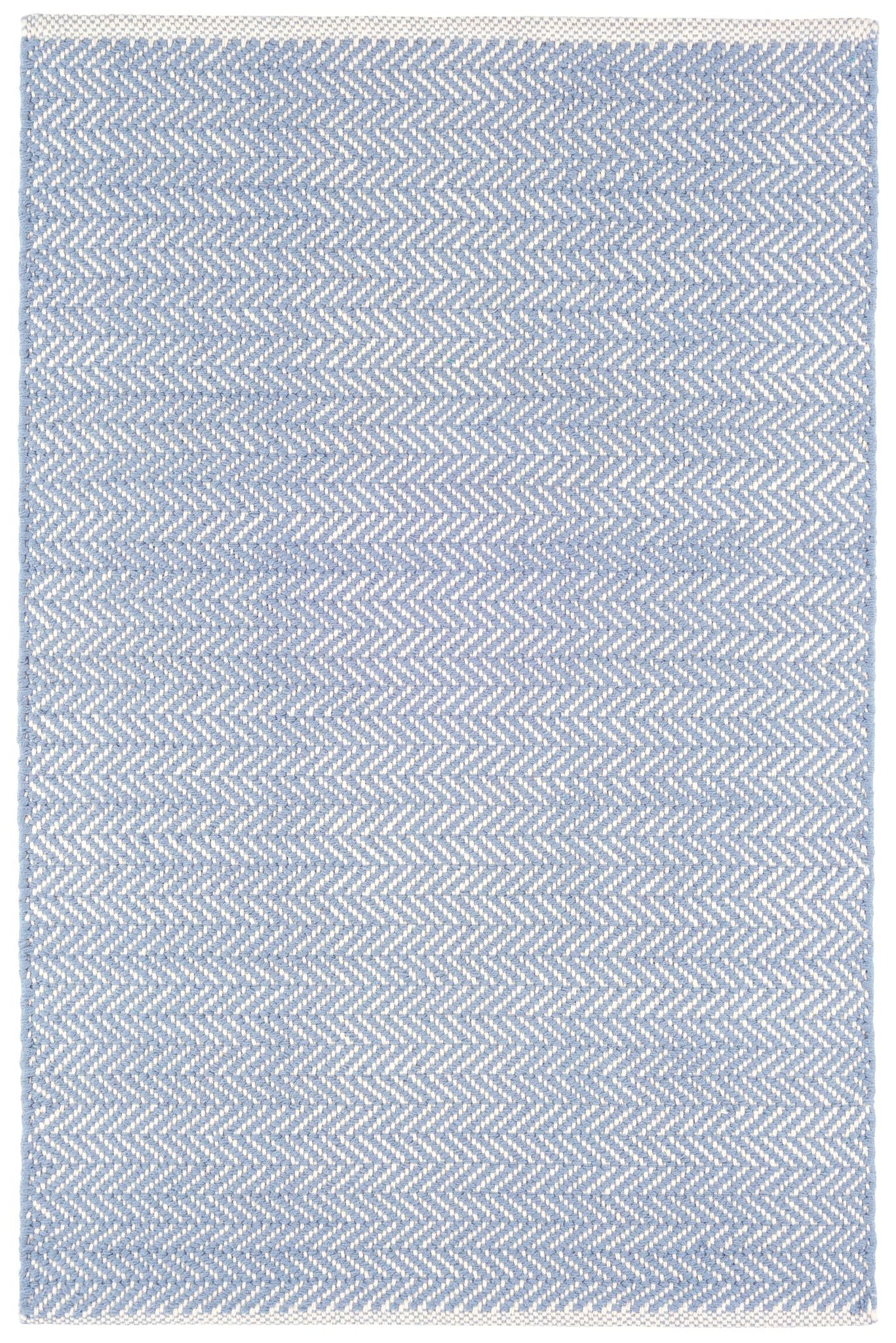 Herringbone Swedish Blue Handwoven Cotton Rug