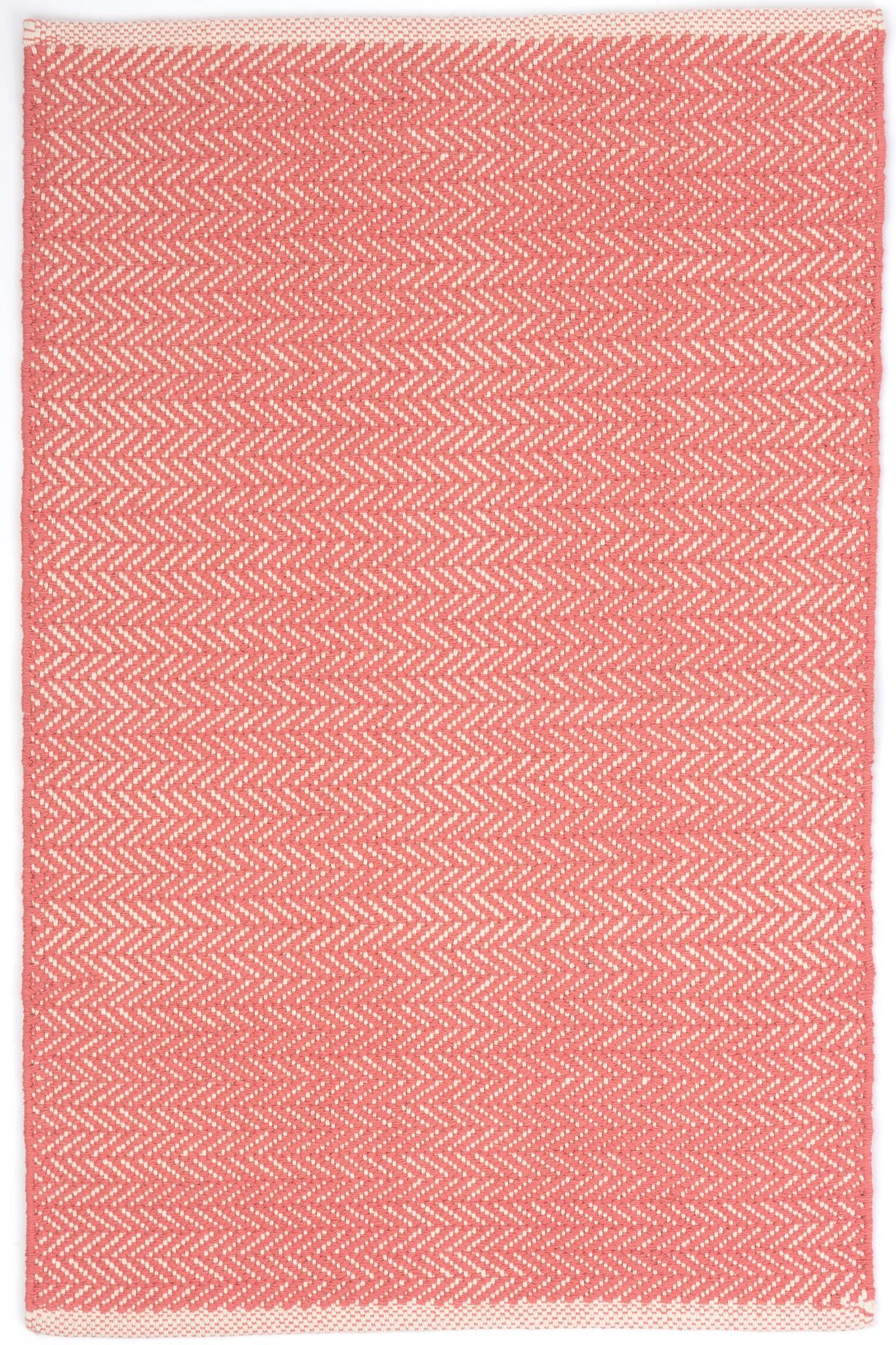 Herringbone Coral Handwoven Cotton Rug
