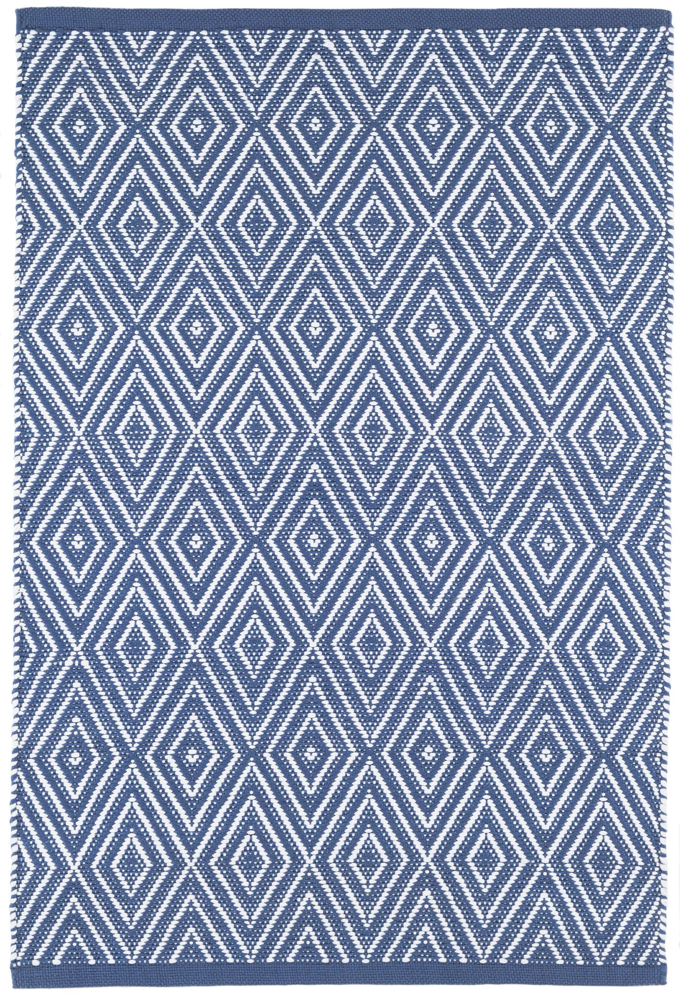 Diamond Denim/White Handwoven Indoor/Outdoor Rug