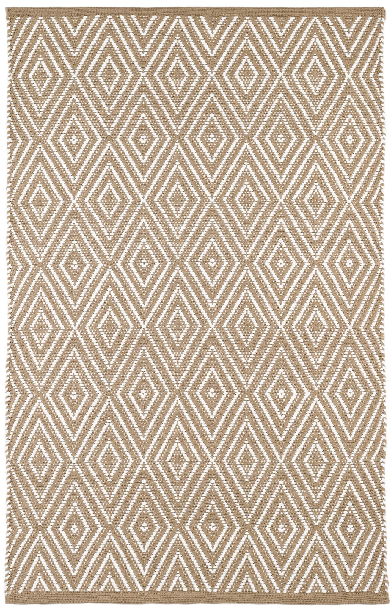 Diamond Khaki/White Handwoven Indoor/Outdoor Rug