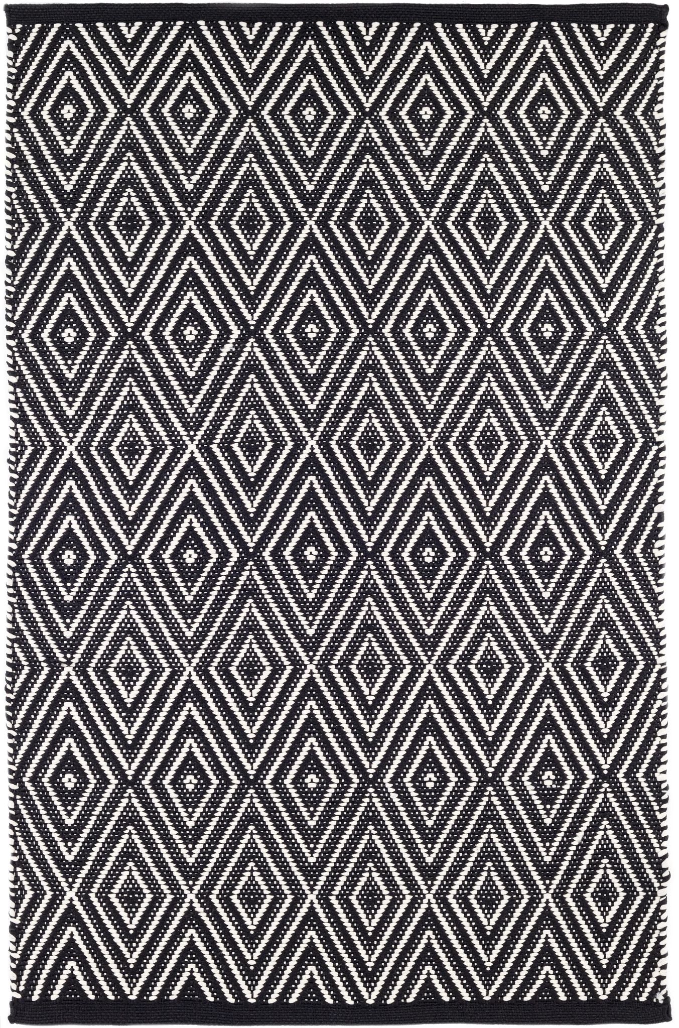 Diamond Black/Ivory Handwoven Indoor/Outdoor Rug