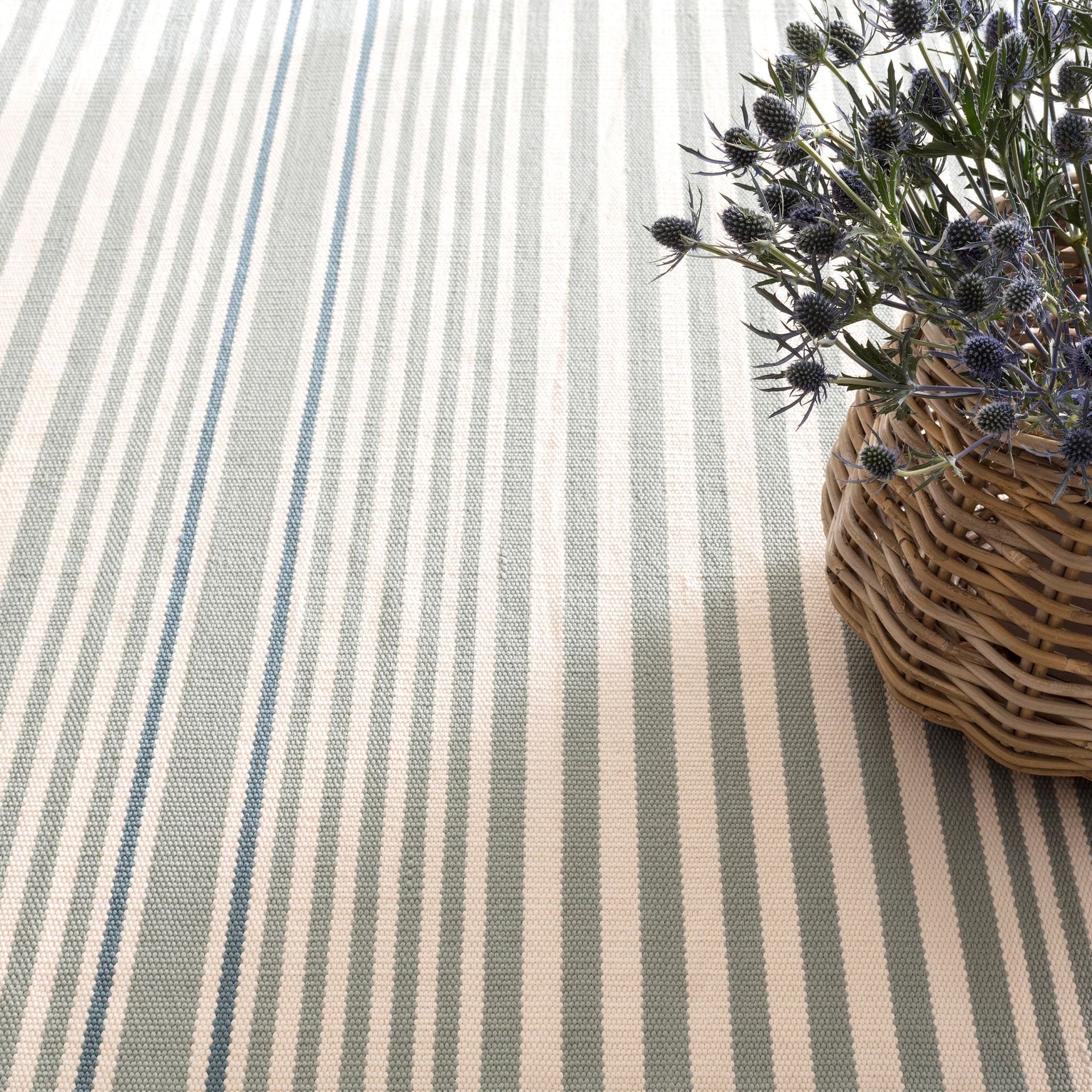 Rugby Stripe Light Blue Handwoven Indoor/Outdoor Rug